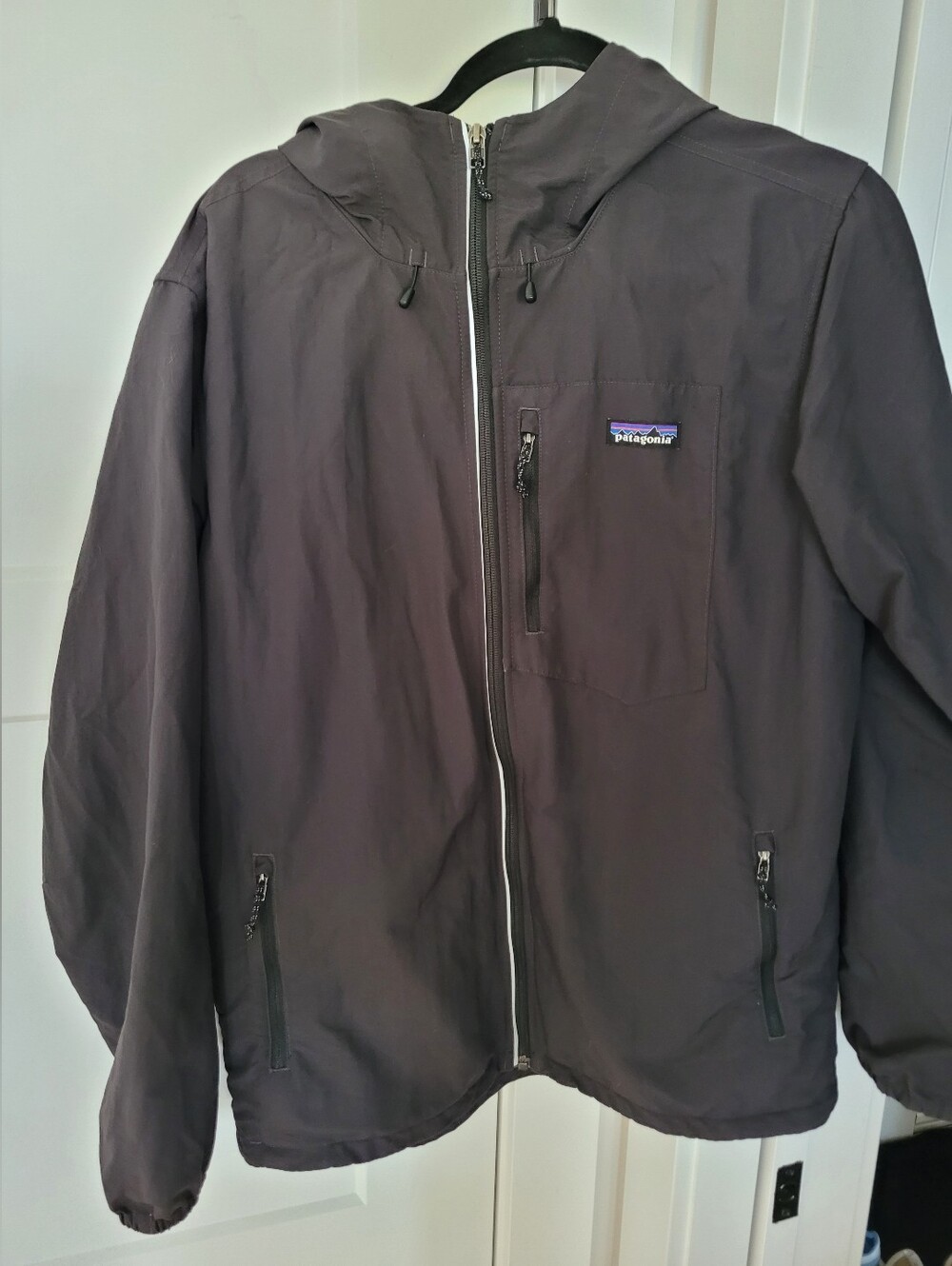 Patagonia Men's Medium Black Tezzeron Rain Jacket With Hood